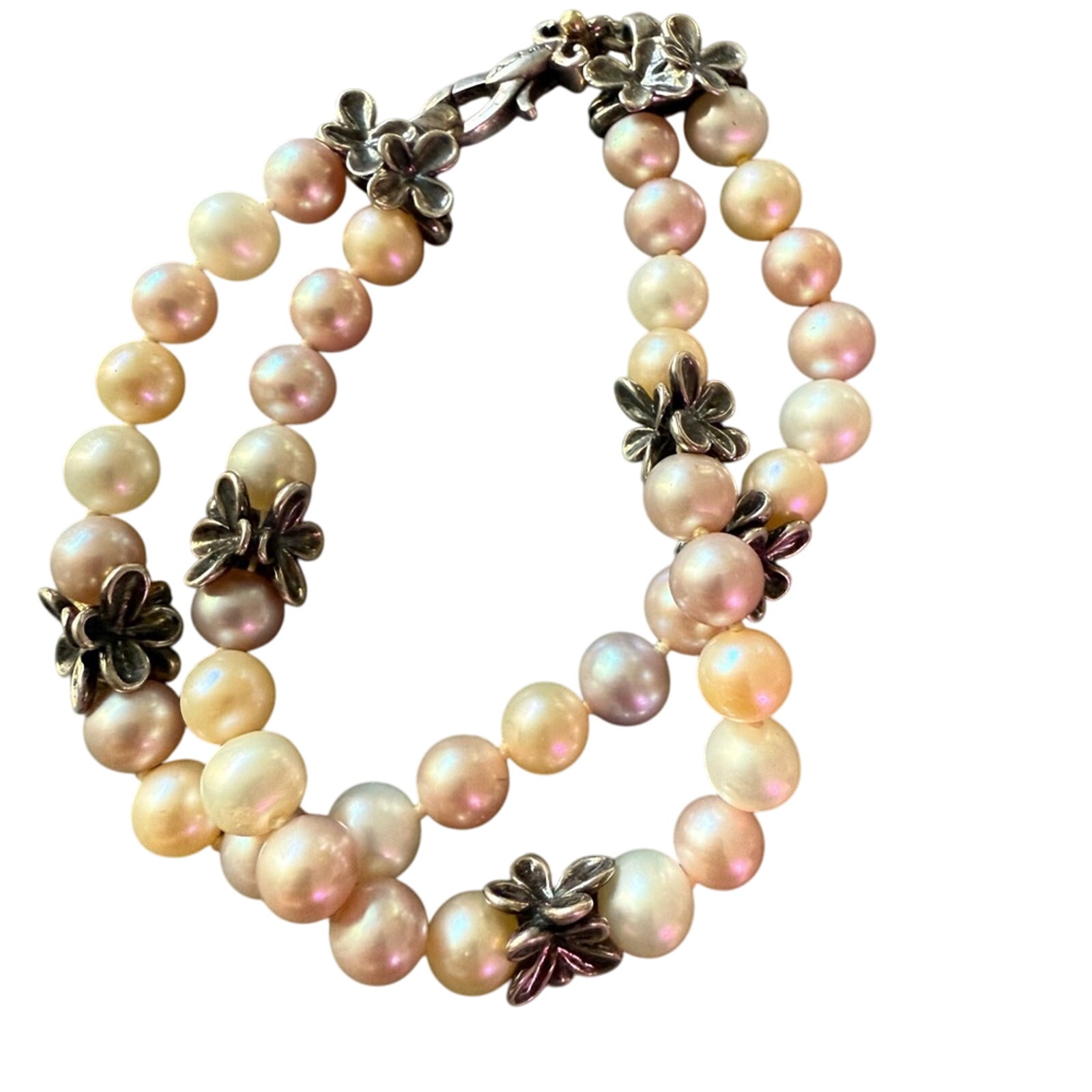 Ann King 925 Sterling Silver Double Strand Pearls Bracelet